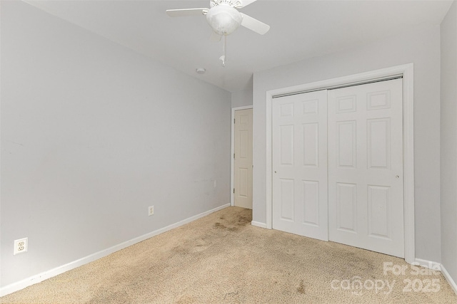 2001 Enderbury Dr, Indian Trail, NC 28079 - unfurnished bedroom featuring carpet floors, a closet, and a ceiling fan