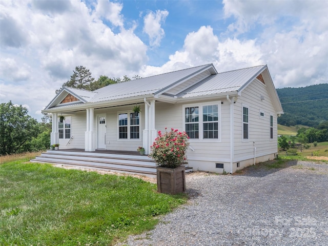 3355 Thickety Rd, Clyde, NC 28721 - view of front facade featuring covered porch, crawl space, and a metal roof