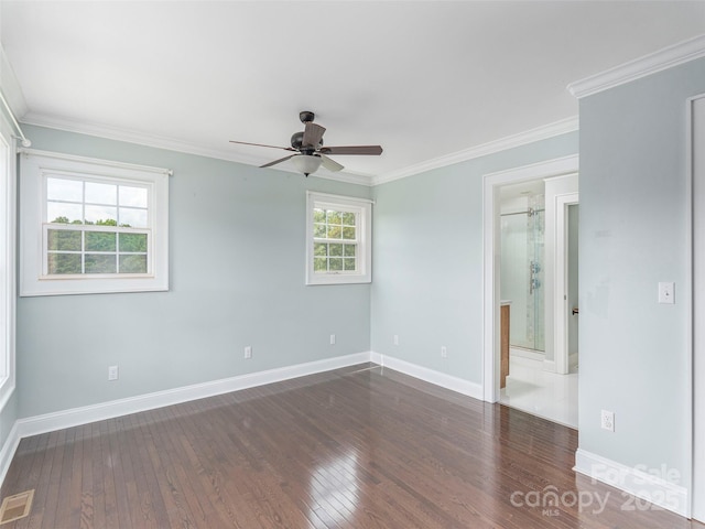 3355 Thickety Rd, Clyde, NC 28721 - unfurnished bedroom featuring wood finished floors, crown molding, and ceiling fan