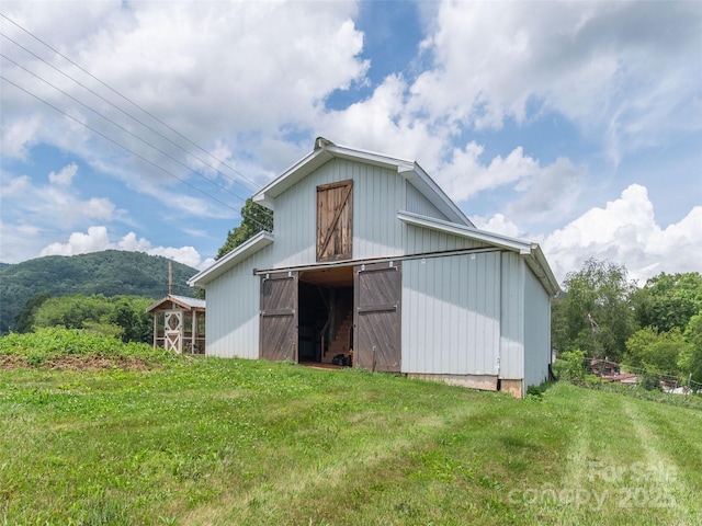 3355 Thickety Rd, Clyde, NC 28721 - view of barn featuring a lawn and a mountain view