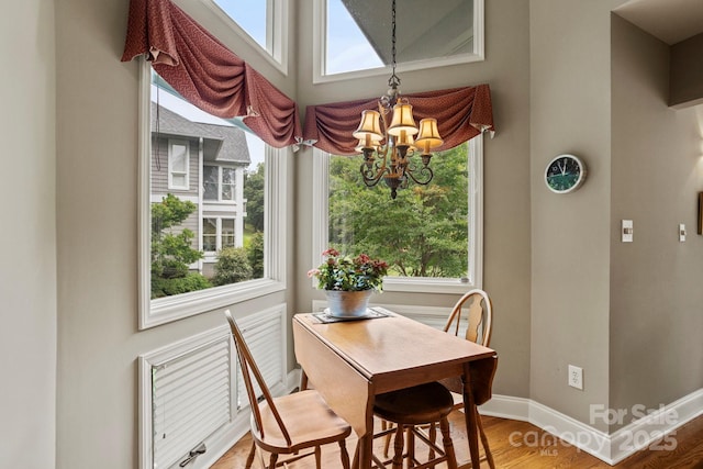 104 Overlook Dr, Flat Rock, NC 28731 - dining area featuring a chandelier and wood finished floors