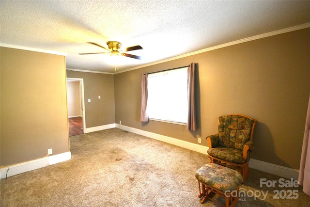 416 E Union St, Marshville, NC 28103 - unfurnished room featuring ornamental molding, ceiling fan, carpet floors, and a textured ceiling