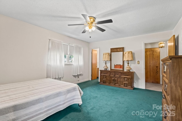 128 Howie St, Mount Holly, NC 28120 - carpeted bedroom featuring a ceiling fan and a textured ceiling
