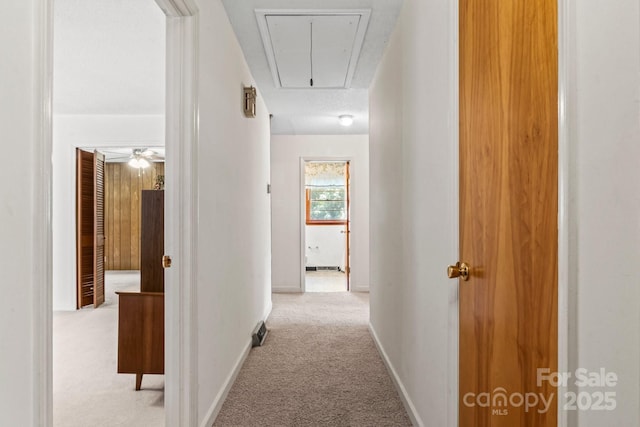 128 Howie St, Mount Holly, NC 28120 - hallway featuring attic access and carpet