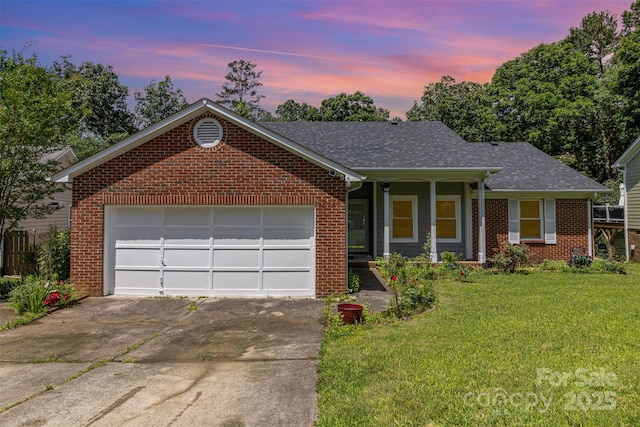 9520 Marshbrooke Rd, Matthews, NC 28105 - ranch-style home with brick siding, driveway, and a front lawn