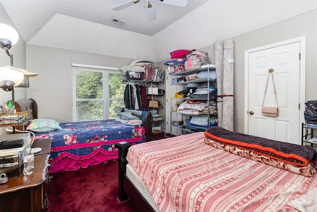 9520 Marshbrooke Rd, Matthews, NC 28105 - bedroom featuring carpet, ceiling fan, and vaulted ceiling