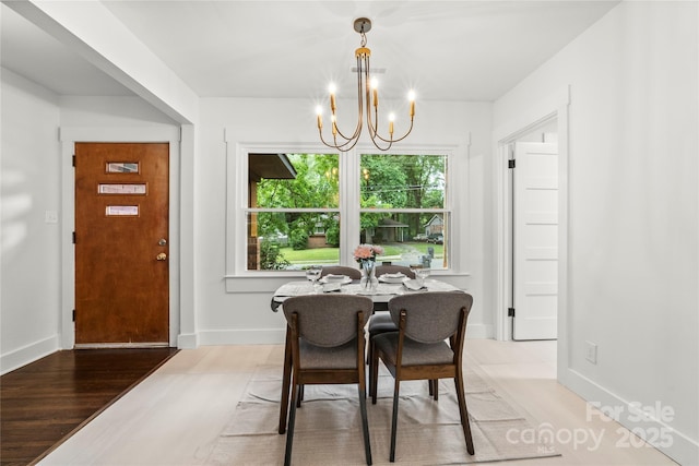 5320 Kildare Dr, Charlotte, NC 28215 - dining space featuring a chandelier and light wood finished floors