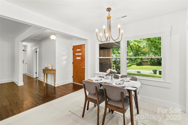 5320 Kildare Dr, Charlotte, NC 28215 - dining area with a chandelier and wood finished floors