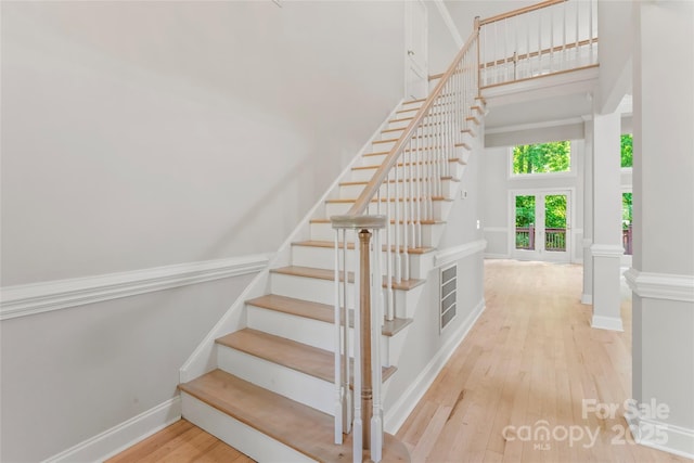 3011 Mckee Rd, Charlotte, NC 28270 - stairway with wood-type flooring and baseboards