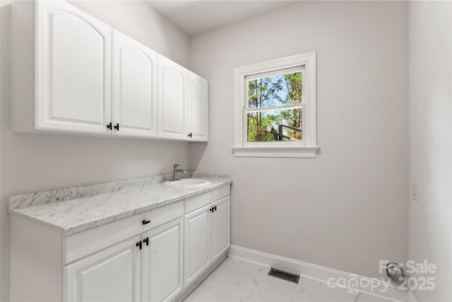 3011 Mckee Rd, Charlotte, NC 28270 - washroom with light marble finish flooring and a sink