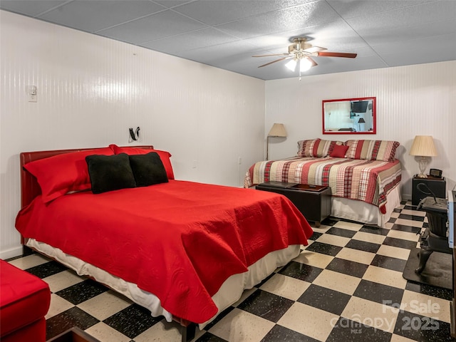 129 Melrose Lake Rd, Saluda, NC 28773 - bedroom featuring tile patterned floors and ceiling fan