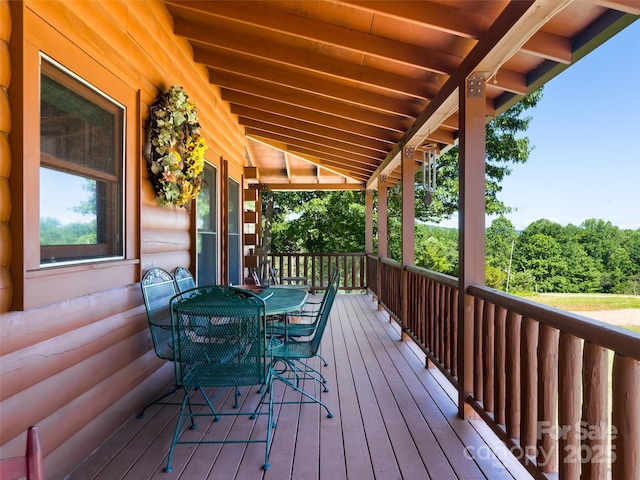 129 Melrose Lake Rd, Saluda, NC 28773 - deck with outdoor dining area
