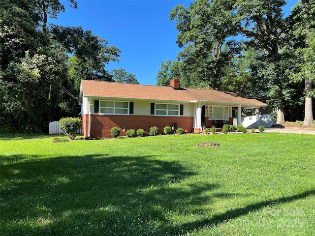 708 E St Unit 8, 9, Albemarle, NC 28001 - ranch-style home with brick siding, a chimney, covered porch, and driveway