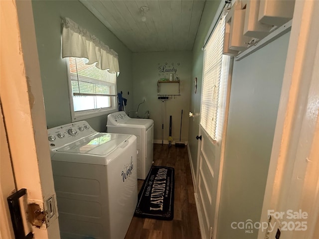 708 E St Unit 8, 9, Albemarle, NC 28001 - washroom featuring wood finished floors, washing machine and dryer, and wood ceiling