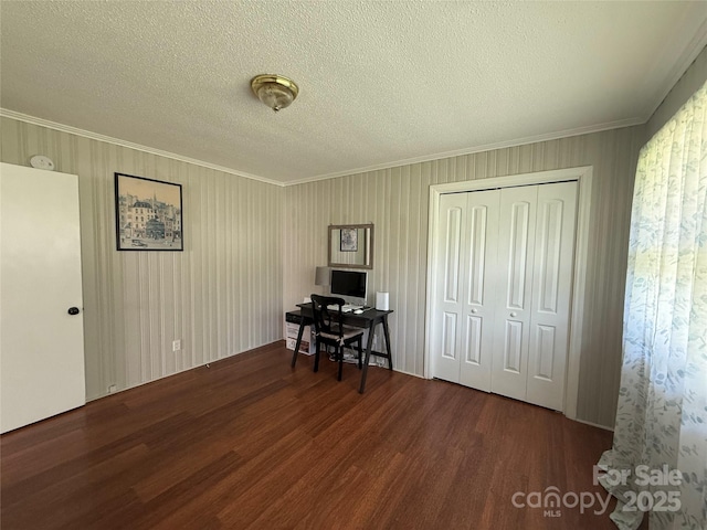 708 E St Unit 8, 9, Albemarle, NC 28001 - office with wood finished floors, crown molding, and a textured ceiling
