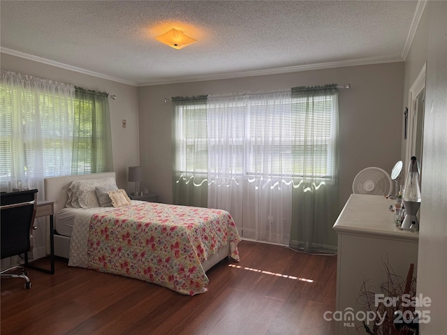 708 E St Unit 8, 9, Albemarle, NC 28001 - bedroom with wood finished floors, a textured ceiling, and ornamental molding