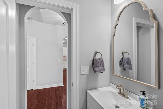 1335 Bryson Gap Dr, Fort Mill, SC 29715 - bathroom featuring wood finished floors and vanity