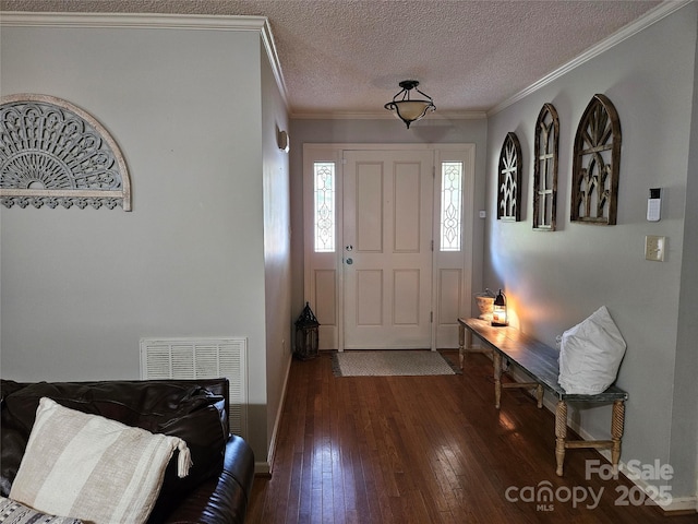217 Rock Creek Dr, Lincolnton, NC 28092 - foyer entrance featuring wood-type flooring, ornamental molding, and a textured ceiling