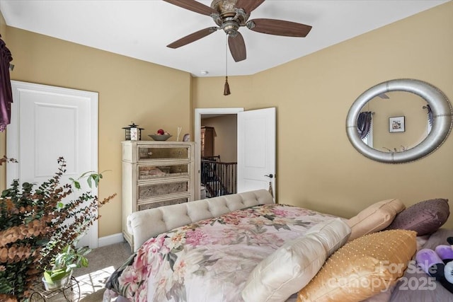 16402 Doves Canyon Ln, Charlotte, NC 28278 - carpeted bedroom featuring a ceiling fan and baseboards