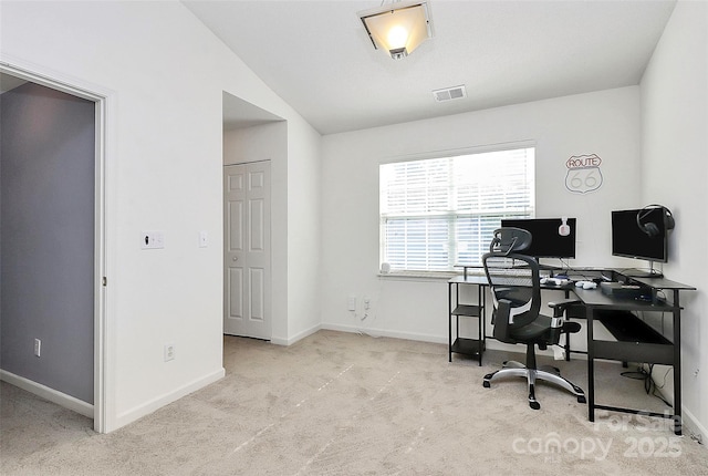 5980 Cougar Ln, Charlotte, NC 28269 - home office with carpet flooring and vaulted ceiling