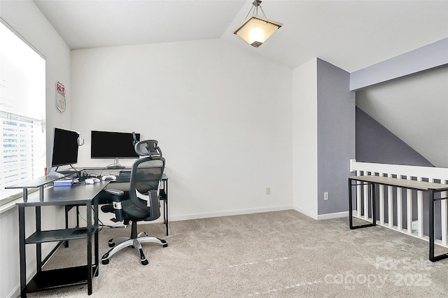 5980 Cougar Ln, Charlotte, NC 28269 - office area with vaulted ceiling and carpet flooring