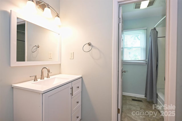3729 Woodleaf Rd, Charlotte, NC 28205 - bathroom featuring vanity and shower / bath combination with curtain