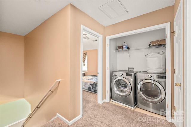 1276 Winding Path Rd, Clover, SC 29710 - laundry area with washer and dryer and carpet floors