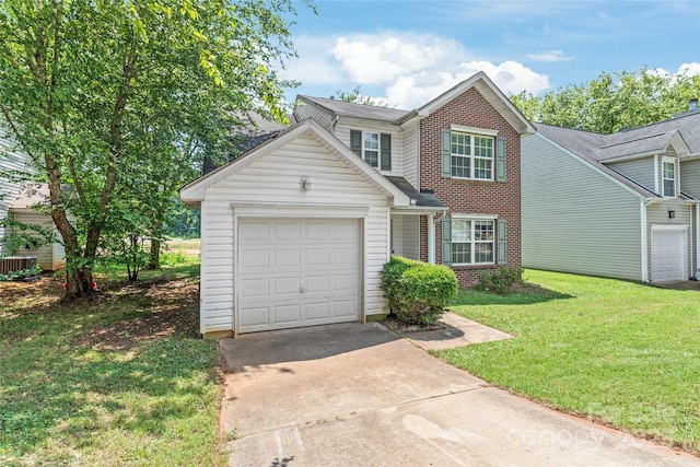 1276 Winding Path Rd, Clover, SC 29710 - view of front of house with brick siding, an attached garage, driveway, and a front yard