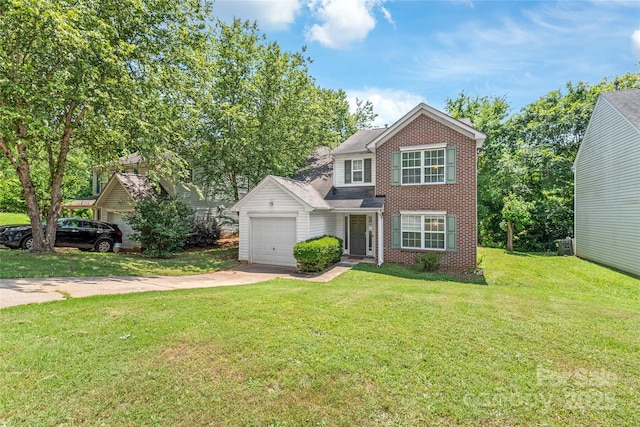 1276 Winding Path Rd, Clover, SC 29710 - view of front of property with brick siding, concrete driveway, a front yard, and an attached garage