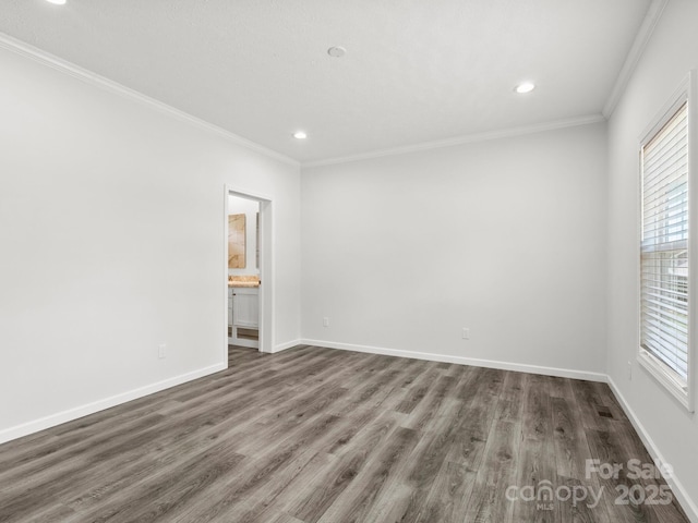 207 Walnut Branch Rd, Weaverville, NC 28787 - unfurnished room with crown molding, dark wood-style flooring, and recessed lighting