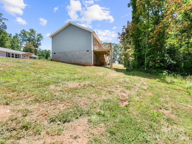 207 Walnut Branch Rd, Weaverville, NC 28787 - view of green lawn with a deck and stairway