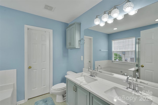 2026 Rosewater Ln, Indian Trail, NC 28079 - bathroom with a bath and double vanity
