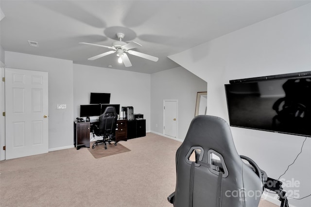2026 Rosewater Ln, Indian Trail, NC 28079 - home office with ceiling fan and light carpet
