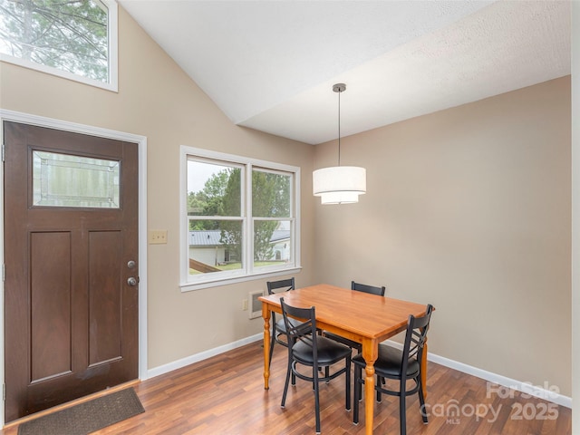 286 Keith Dr, Canton, NC 28716 - dining area with dark wood-style flooring and vaulted ceiling