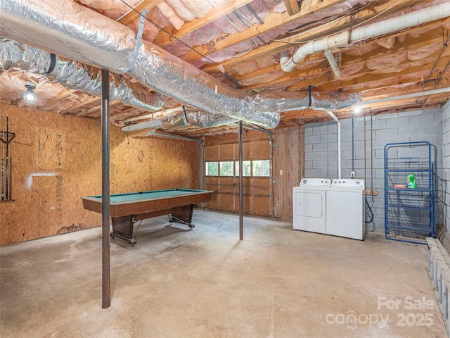 286 Keith Dr, Canton, NC 28716 - below grade area with washer and clothes dryer and billiards