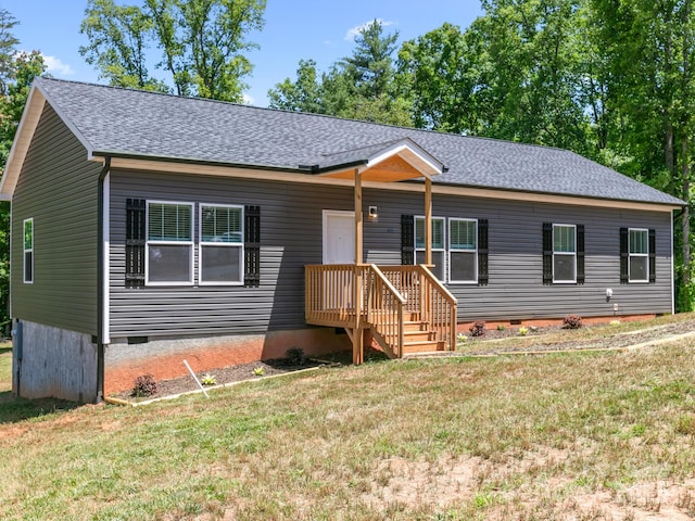 208 Walnut Branch Rd, Weaverville, NC 28787 - view of front of house featuring crawl space, a front yard, and a shingled roof