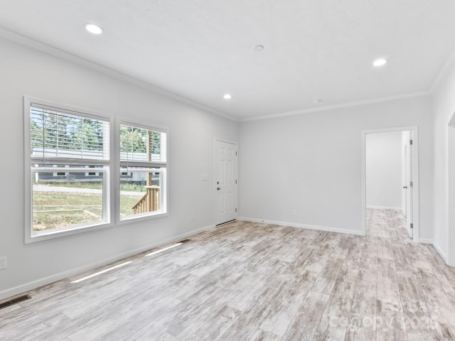 208 Walnut Branch Rd, Weaverville, NC 28787 - empty room with crown molding, light wood finished floors, and recessed lighting