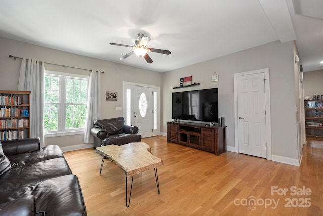 206 Taylor Cir, Granite Falls, NC 28630 - living area with ceiling fan and light wood-style floors