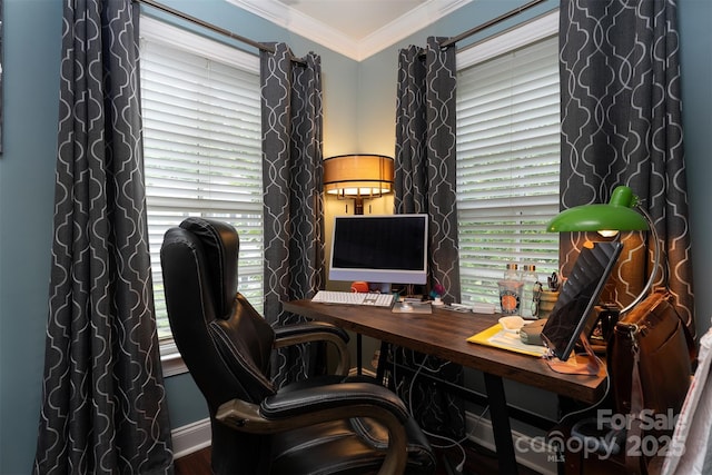115 White Ash Dr Unit E, Asheville, NC 28801 - office featuring crown molding and wood finished floors
