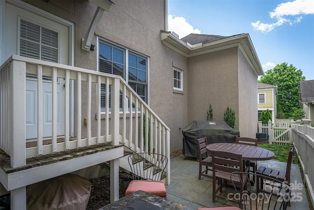 115 White Ash Dr Unit E, Asheville, NC 28801 - view of patio with grilling area, stairway, and outdoor dining space