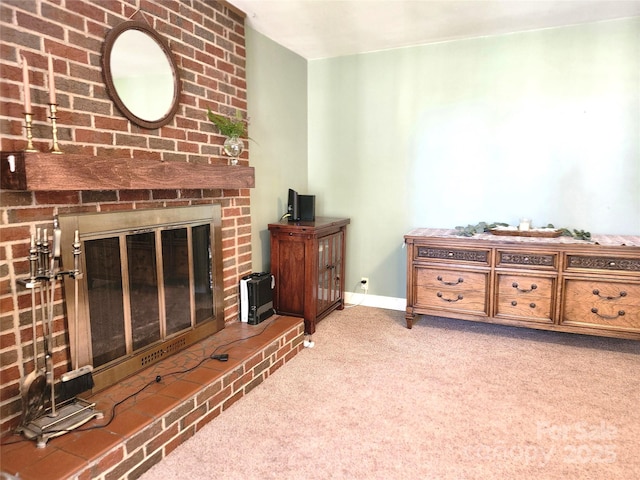 141 Azalea Dr, Connelly Springs, NC 28612 - living room with carpet and a fireplace