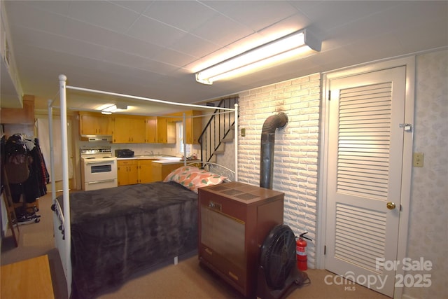 141 Azalea Dr, Connelly Springs, NC 28612 - finished basement featuring a sink and a wood stove