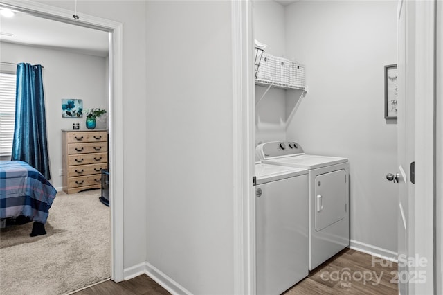192 Culloden Dr, Mocksville, NC 27028 - washroom featuring separate washer and dryer and wood finished floors