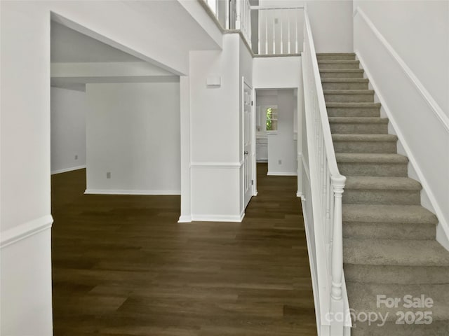424 Mallard Dr, Pineville, NC 28134 - stairway with wood finished floors and a high ceiling