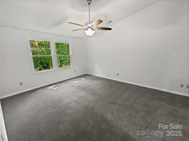 424 Mallard Dr, Pineville, NC 28134 - unfurnished room featuring a ceiling fan and dark colored carpet