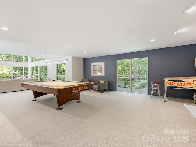 3306 Nancy Creek Rd, Charlotte, NC 28270 - game room with carpet flooring, billiards, and recessed lighting