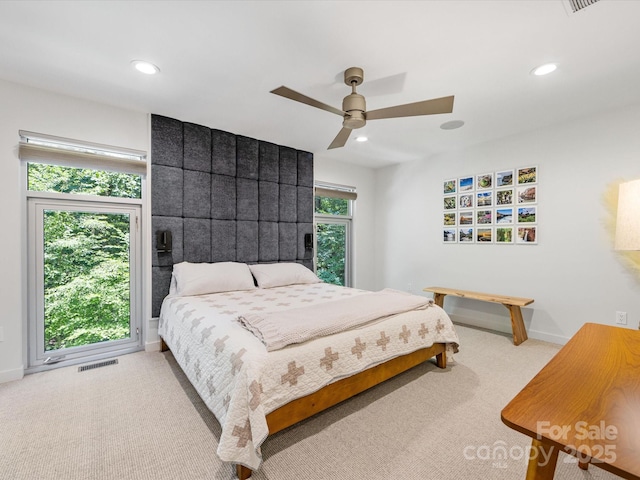 3306 Nancy Creek Rd, Charlotte, NC 28270 - bedroom with carpet floors, recessed lighting, and ceiling fan
