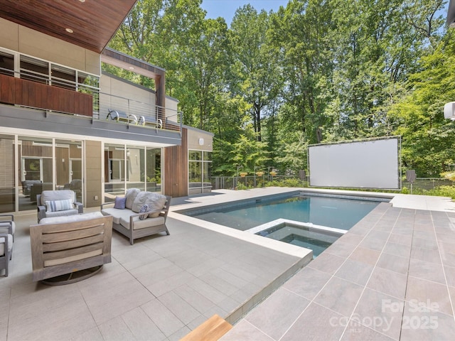 3306 Nancy Creek Rd, Charlotte, NC 28270 - view of pool featuring a patio area, an in-ground hot tub, and outdoor lounge area