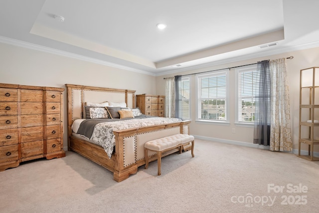4116 Tory Path Rd, Waxhaw, NC 28173 - carpeted bedroom featuring a tray ceiling and ornamental molding
