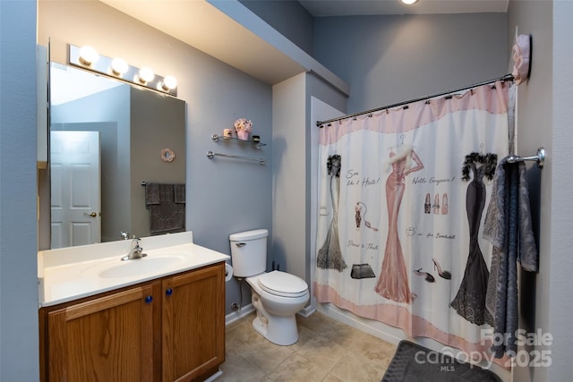 6811 Ledgestone Pl, Charlotte, NC 28227 - full bathroom with vanity, tile patterned floors, and a shower with shower curtain